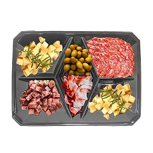 BANDEJA PENTAPARTIDA P/PETISCO 5DIV C/TAMPA CRISTAL  PW-315 TWH C/90