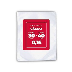 Saco Plástico para Vácuo 30cm x 40cm x 0,16 com 250 unidades