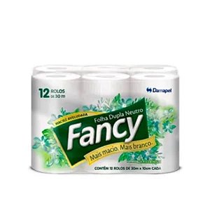 Papel Higiênico Folha Dupla Neutro 30m com 12 unidades Fancy