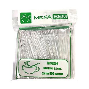 Mexedor de Café Remo Biodegradável Cristal 8,5cm com 500 unidades Mexa Bem