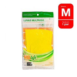Luva de Borracha Amarela para Limpeza Tamanho M MBLIFE