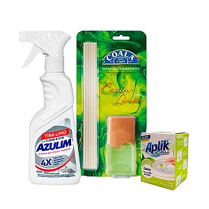 Kit Banheiro Limão - Tira Limo + Gel Sanitário + Difusor de Aromas Limão