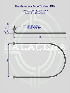Resistência para Carro Térmico 1000W