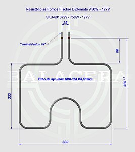 Resistências Fornos Fischer Diplomata - 750W / 127V