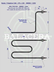 RES FRIT CAD 170 X 150 X 200 - 3000W 220V "COM CAIXA DE LIGAÇÃO"