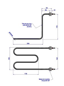 Resistência p/ Fritadeira - CAD 170 x 150mm - 3000W / 220V