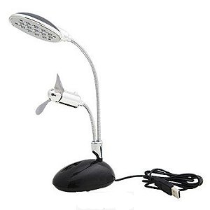 Luminária de mesa LED com ventilador USB leitura estudo trabalho