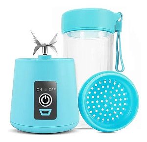 Mini liquidificador 3 lâminas portátil recarregável USB azul