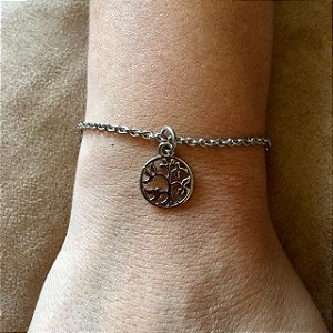 Pulseira Alice pingente árvore da vida níquel