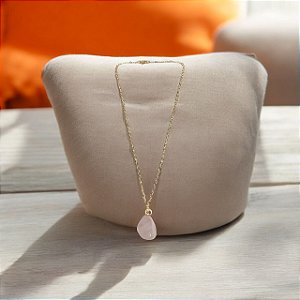 Colar pingente quartzo rosa