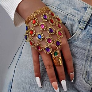 Bracelete com Pedrarias Colorida | Pulseira | Dança do ventre | Cigana- BR003