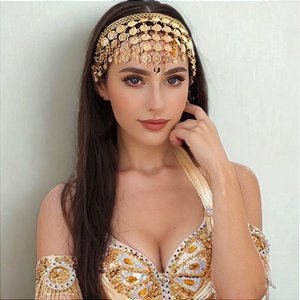 Tiara Dourada com Moedas | Dança do ventre | Cigana- TR001