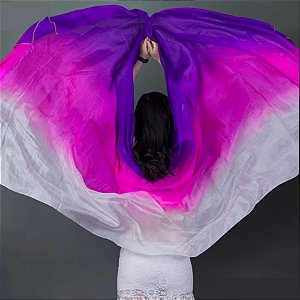 Véu de Seda Pura Pongé Branco, Rosa e Roxo |Dança do Ventre| Cigana- VS002
