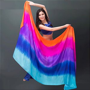 Véu de Seda Pura Pongé Colorido |Dança do Ventre| Cigana- VS003