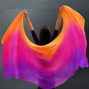 Véu de Seda Pura Pongé Laranja, Pink e Roxo |Dança do Ventre| Cigana- VS007