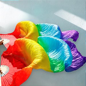 Véu Fan de Seda Par Colorido |Dança do Ventre| Cigana- VFS004