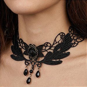 Colar Gargantilha Chocker Gótico Renda| Dança Cigana- CG002