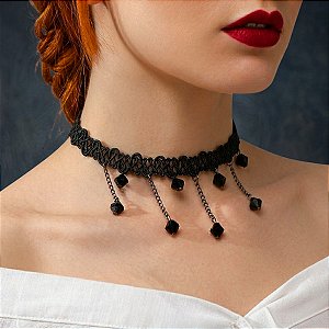 Colar Gargantilha Chocker Gótico Corrente Pedras| Dança Cigana- CG004
