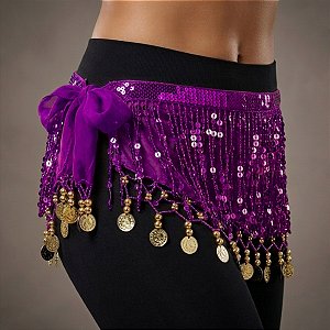 Lenço de Quadril Luxo com Paetê | Dança do ventre | Cigana - LQ005