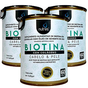 KIT 3 - Nutres  Biotina com Colágeno - 60 cápsulas