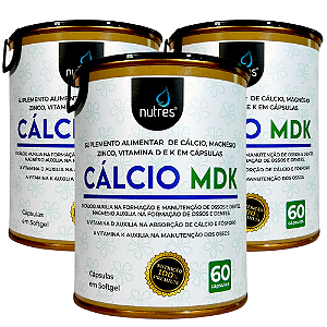 KIT 3 - Nutres Cálcio MDK - 60 cápsulas