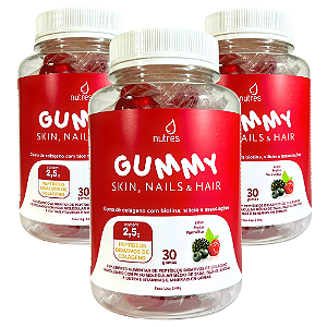 KIT 3 - Nutres Gummy Peptídeos Bioativos de Colágeno - 30 gomas
