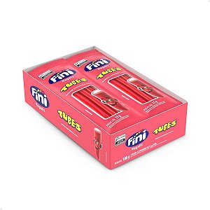 Bala de Gelatina Fini Tubes Morango 15g com 12 Unidades