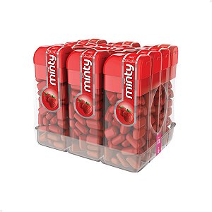 Docile Pastilha Mini Minty Morango 14g com 12 Unidades