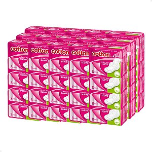 Absorvente Feminino Cotton - Caixa com 60 pacotes - Suave com abas