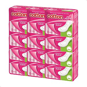Absorvente Higiênico Cotton - Suave sem Abas - Kit com 12 Unidades