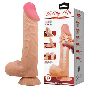 Pênis Realístico 24cm x 5.0cm com dupla Camada Sliding Skin