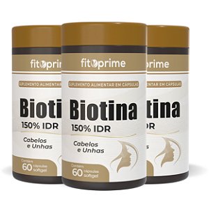 Kit 3 Potes de Biotina 45mcg 150% IDR  Fitoprime