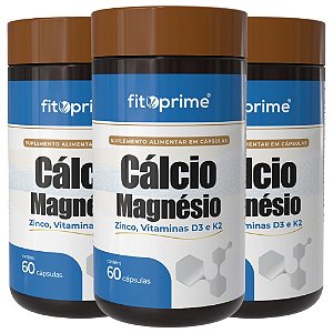 Kit 3 Potes de Cálcio Magnésio e Zinco + Vitaminas D3 e K2 Fitoprime