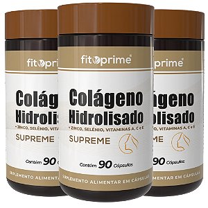 Kit 3 Potes de Colágeno Hidrolisado + Zinco, Selênio, Vitaminas A, C e E Fitoprime