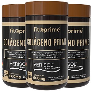 Kit 3 Potes de Colágeno Prime Verisol com Vitaminas A, C, D, E + Selênio e Silício Fitoprime