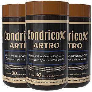 Kit 3 Potes de Condricox Artro - Glucosamina, Condroitina, MSM, Colágeno Tipo II e Vitamina D3 Fitoprime