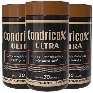 Kit 3 Potes de Condricox Ultra - Cúrcuma, Ácido Hialurônico e Colágeno Tipo 2 Fitoprime