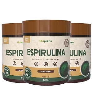 Kit 3 Potes de Espirulina Pura em Pó Fitoprime
