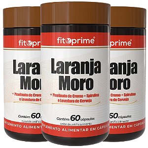 Kit 3 Potes de Laranja Moro + Picolinato de Cromo, Spirulina e Levedura de Cerveja Fitoprime