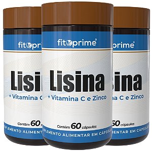 Kit 3 Potes de Lisina + Vitamina C e Zinco Fitoprime