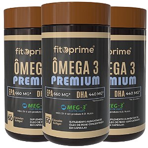 Kit 3 Potes de Ômega 3 Premium Concentrado - EPA 660MG e DHA 440MG Fitoprime