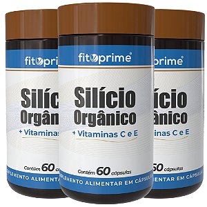Kit 3 Potes de Silício Orgânico com Vitaminas C e E Fitoprime