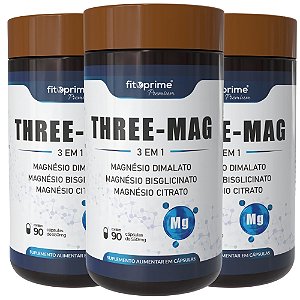 Kit 3 Potes de Three-Mag Magnésio Dimalato, Bisglicinato e Citrato Fitoprime