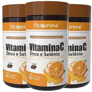 Kit 3 Potes de Vitamina C, Zinco e Selênio Fitoprime