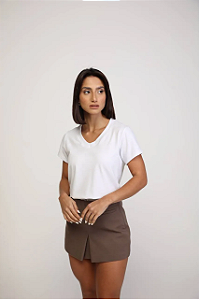 T-SHIRT GOLA V BABY LOOK - WHITE SUPREME