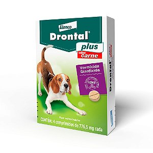 Vermifugo Drontal Para Cães Sabor Carne 10kg Com 4 Comprimidos
