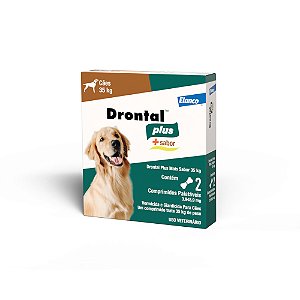 Vermifugo Drontal Para Cães Sabor Carne 35kg Com 2 Comprimidos