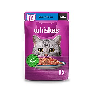 Raçao Umida Sache Whiskas Gatos Adultos Jelly Peixe 85g
