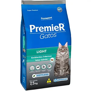 Ração Premier Ambientes Internos Light Gatos Adultos Salmão 7,5kg