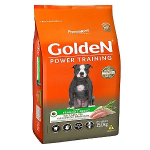 Raçao Golden Caes Adulto Power Training Porte Medio E Grande Frango E Arroz 15kg